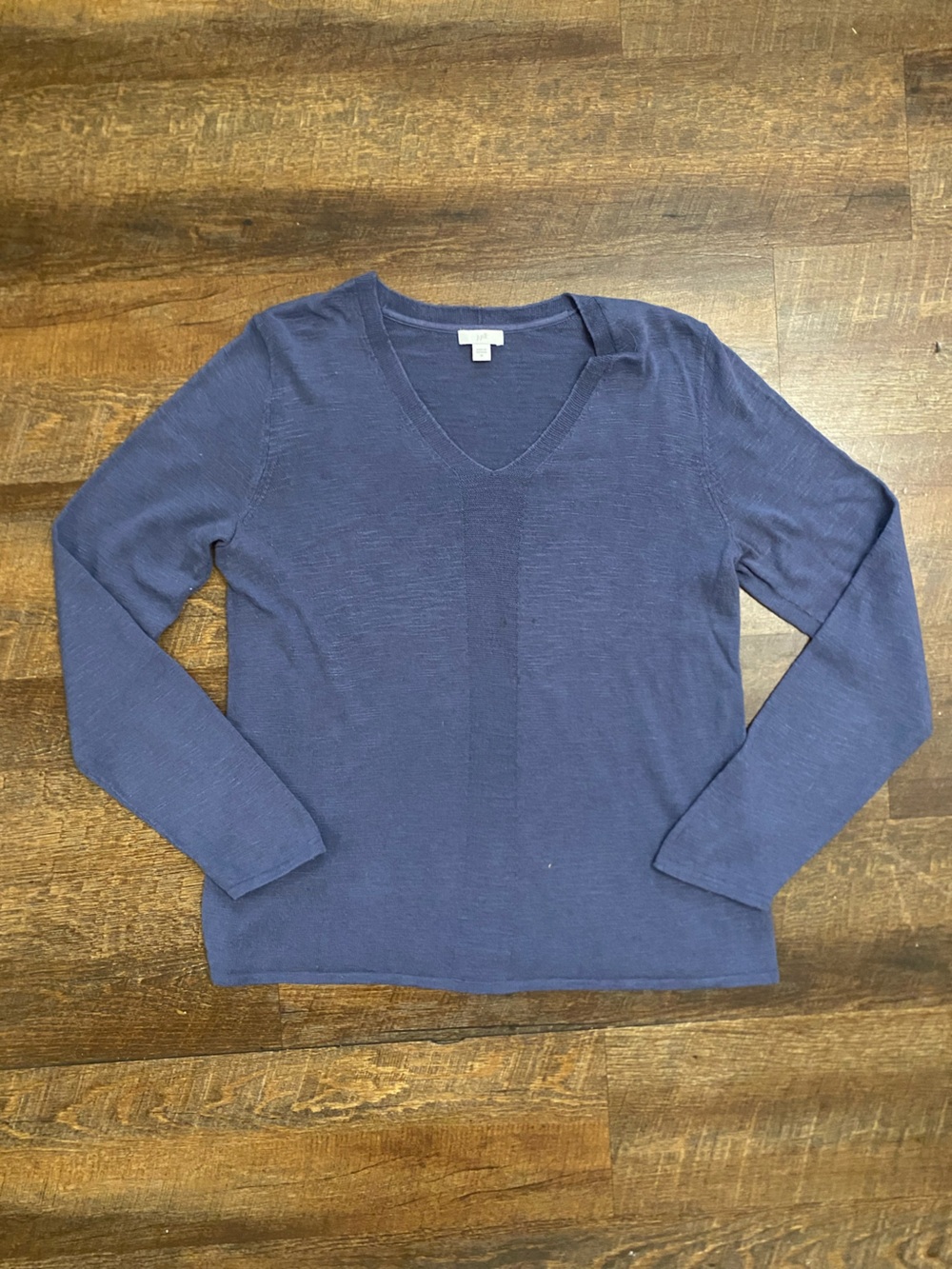 J. Jill Women's Blue Cotton Blend Knit Crew Neck Pullover Sweater M